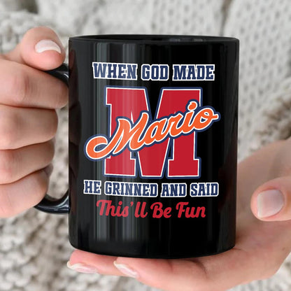 When God Made Your Name Personalized Baseball Mug MARIO 13K1 MG07