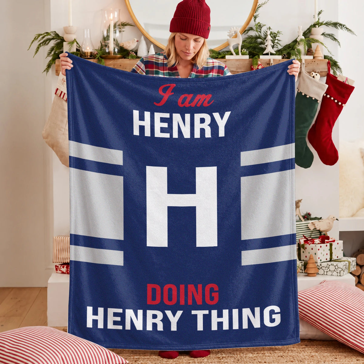 I'm Name Doing Name Things Navy Fleece Blanket HENRY 13K1 BK51