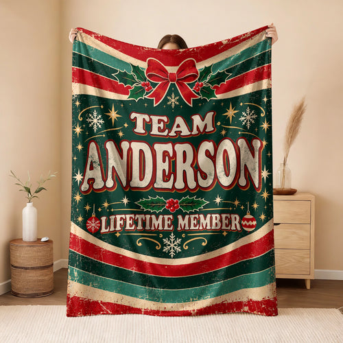 Team Your Name Lifetime Member Christmas Fleece Blanket ANDERSON 13K1 BK52