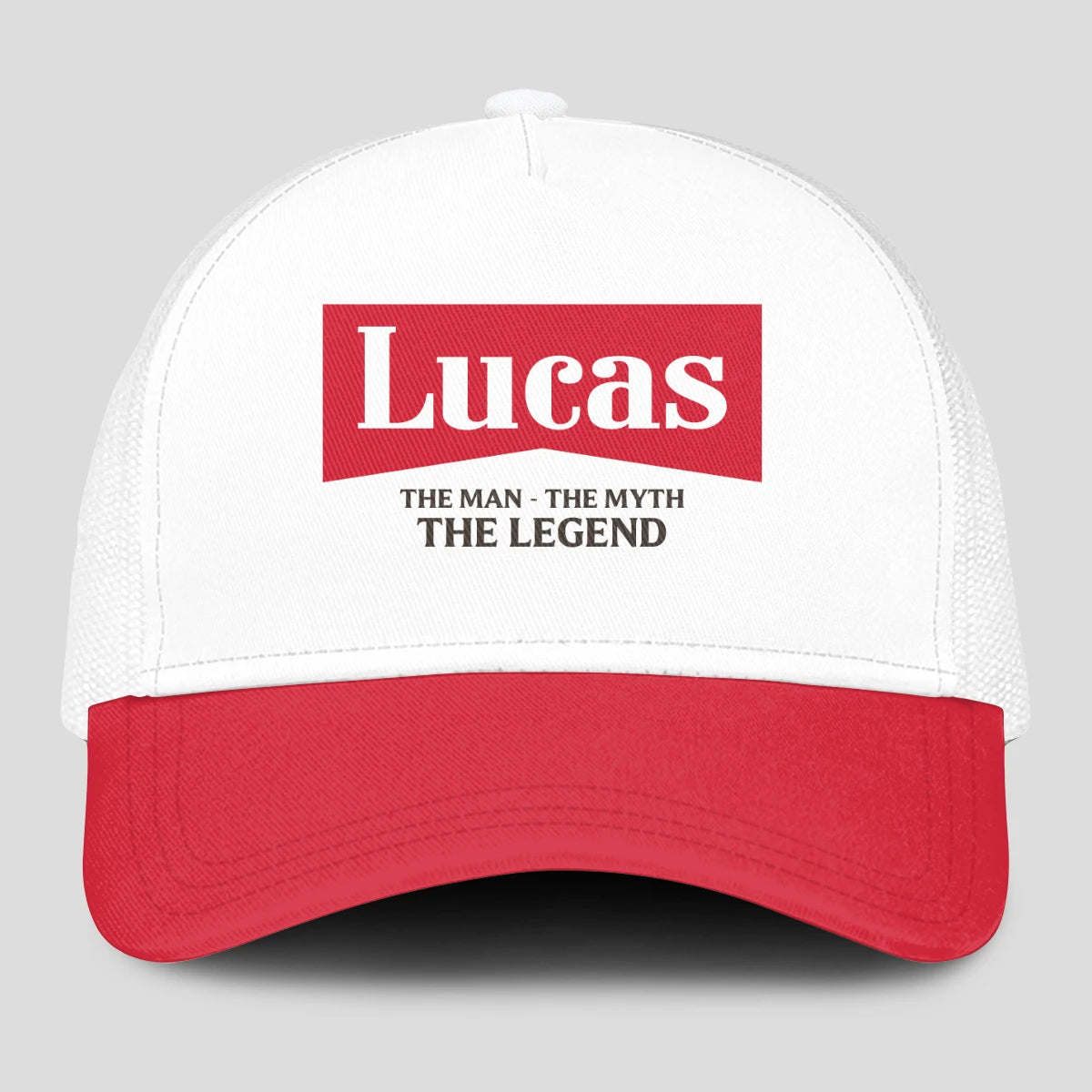 The Man The Myth The Legend Red And White Mesh Cap LUCAS 13K1 C197PF