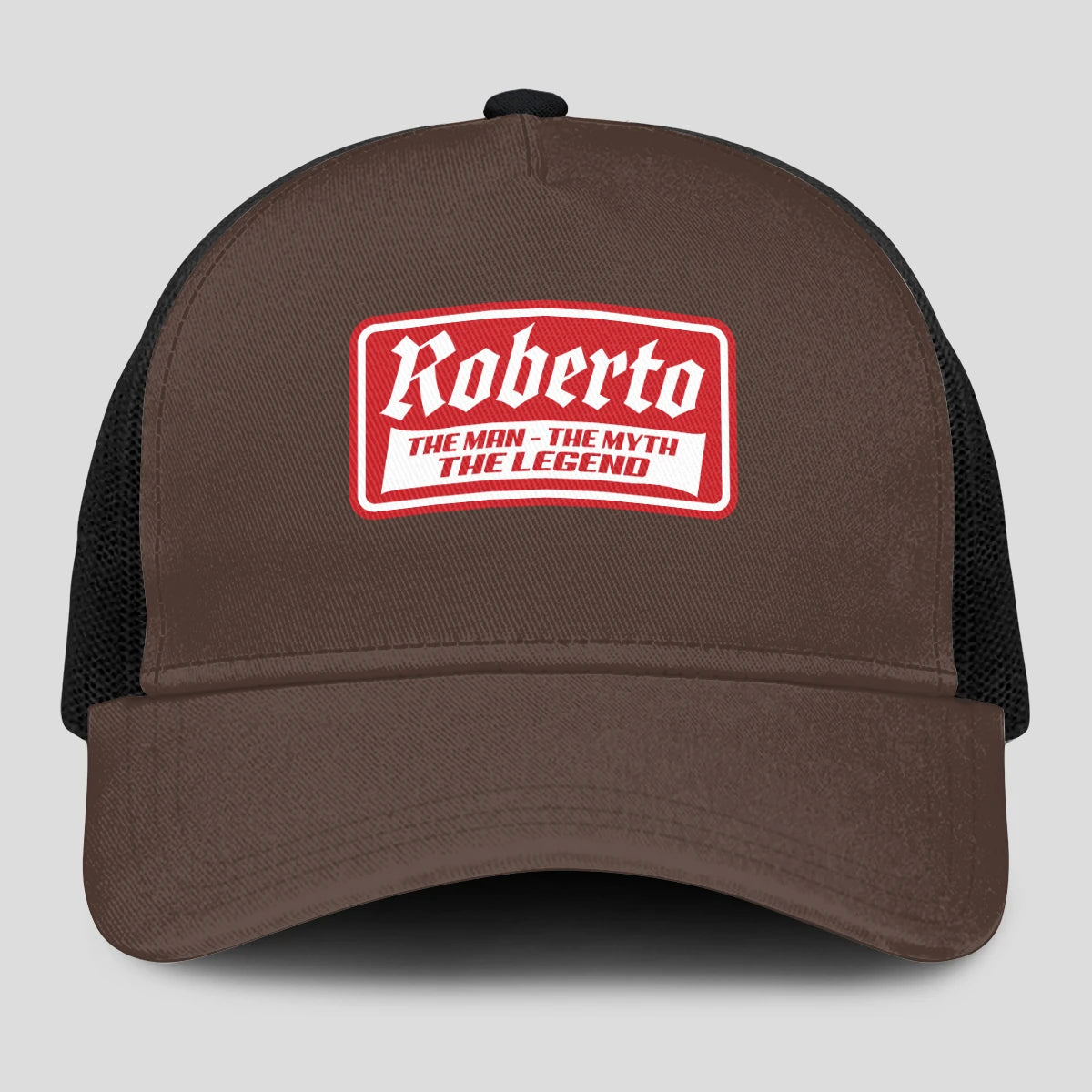 The Man The Myth The Legend Red Logo Brown Mesh Cap ROBERTO 13K1 C203PF