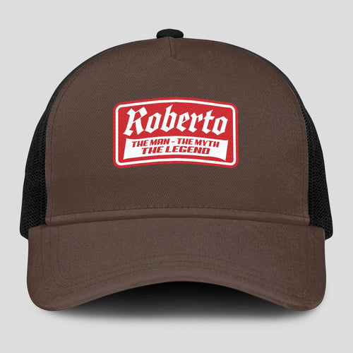 The Man The Myth The Legend Red Logo Brown Mesh Cap ROBERTO 13K1 C203PF