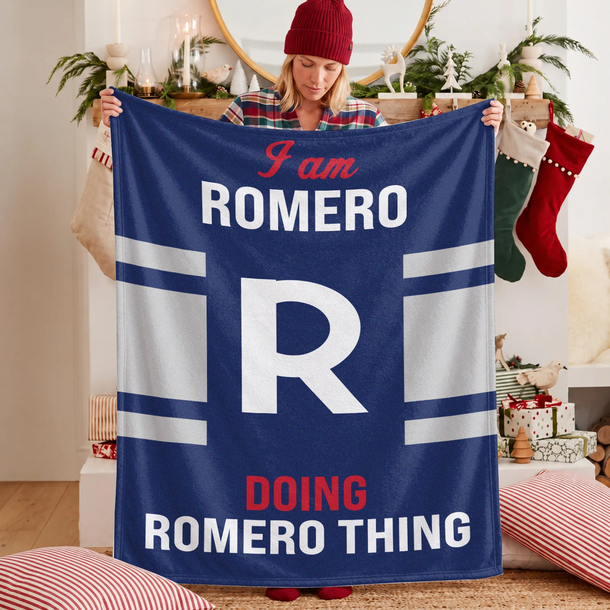 I'm Name Doing Name Things Navy Fleece Blanket ROMERO 13K1 BK51