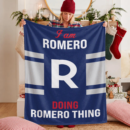 I'm Name Doing Name Things Navy Fleece Blanket ROMERO 13K1 BK51