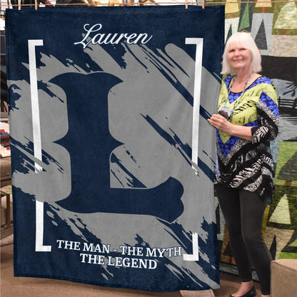 The Man The Myth The Legend Navy Baseball Fleece Blanket LAUREN 13K1 BK17