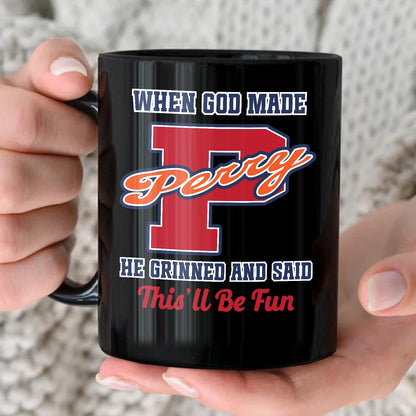 When God Made Your Name Personalized Baseball Mug PERRY 13K1 MG07