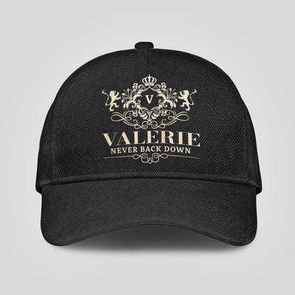 Never Back Down Royal Style Black Cap VALERIE 13K1 C179PF