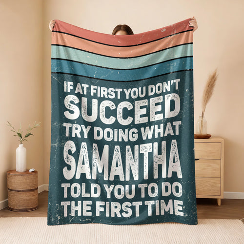 If At First You Don’t Succeed Retro Green Fleece Blanket SAMANTHA 13K1 BK29