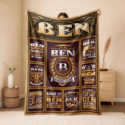 BEN Personalized Blanket | Custom Name Cozy Throw Gift 13K1-BK4