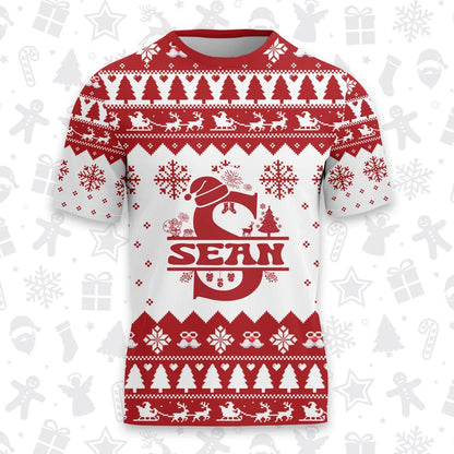SEAN Personalized Christmas T-Shirt Pajama Set - Holiday Gift Outfit 13K1-CR2