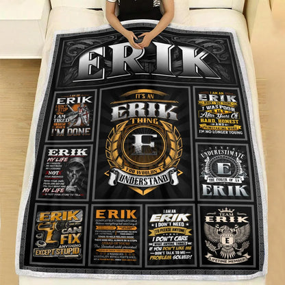 ERIK Personalized Blanket | Custom Name Cozy Throw Gift 13K1-BK2