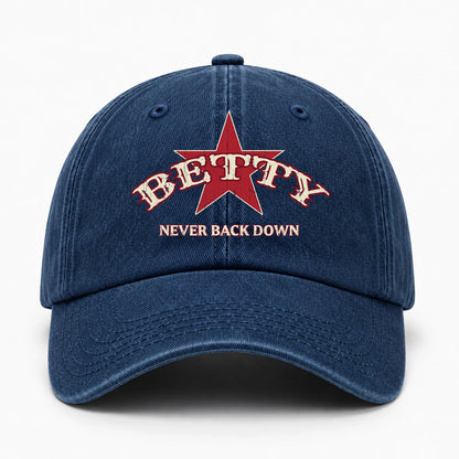 Never Back Down Western Blue Denim Cap BETTY 13K1 C61PF