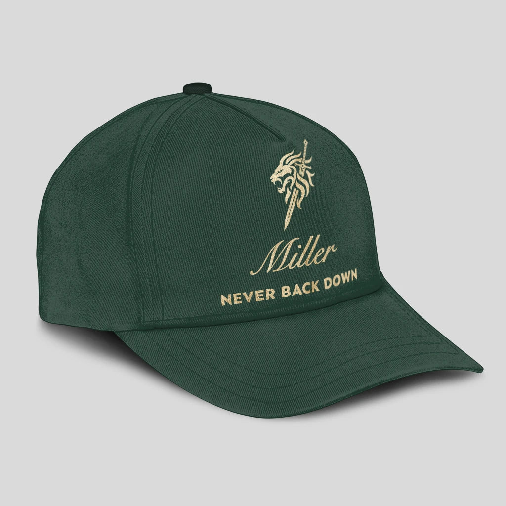 Never Back Down Lion And Sword Sage Green Cap MILLER 13K1 C178PF