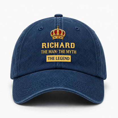 The Man The Myth The Legend King Crown Washed Cap RICHARD 13K1 C146PF