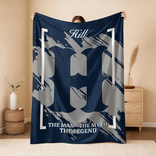 The Man The Myth The Legend Navy Baseball Fleece Blanket HILL 13K1 BK17