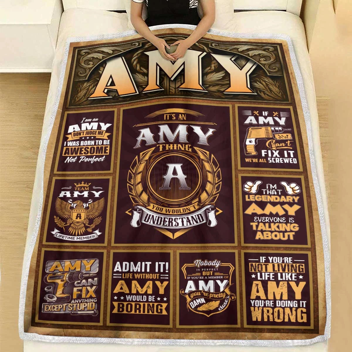 AMY Personalized Blanket | Custom Name Cozy Throw Gift 13K1-BK4