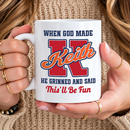 When God Made Your Name Personalized Baseball Mug KEITH 13K1 MG07
