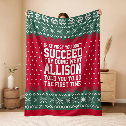 If At First You Don’t Succeed Red Green Christmas Fleece Blanket ALLISON 13K1 BK28