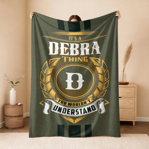 It's A Your Name Thing Olive Green Logo Fleece Blanket DEBRA 13K1 BK31