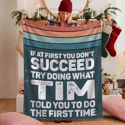 If At First You Don’t Succeed Retro Green Fleece Blanket TIM 13K1 BK29
