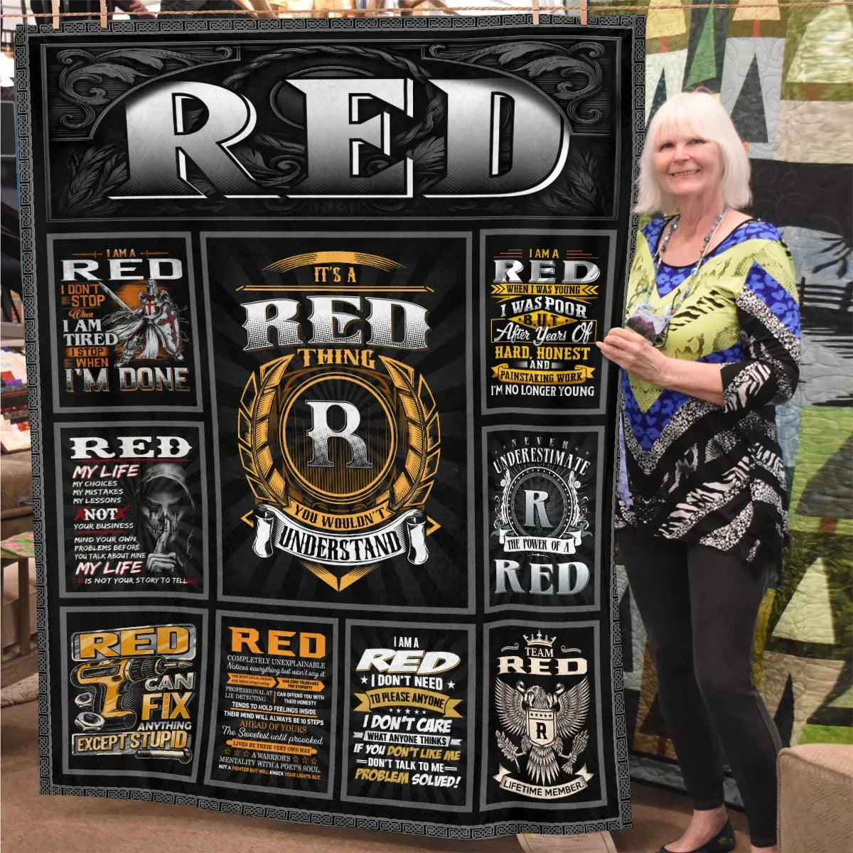 RED Personalized Blanket | Custom Name Cozy Throw Gift 13K3-BK2