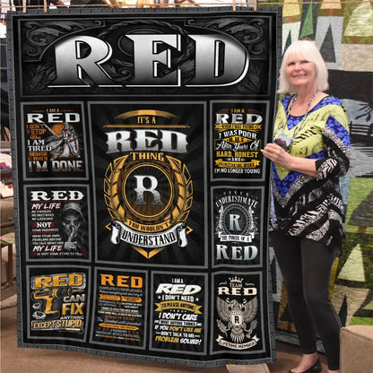 RED Personalized Blanket | Custom Name Cozy Throw Gift 13K3-BK2