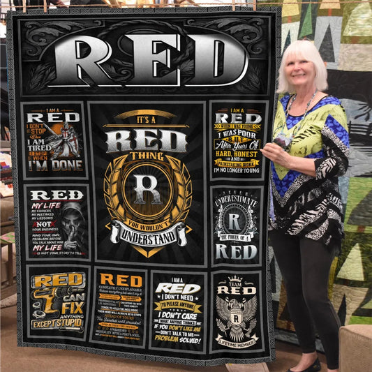 RED Personalized Blanket | Custom Name Cozy Throw Gift 13K3-BK2