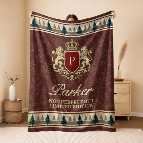 Not Perfect But Limited Edition Burgundy Pine Tree Fleece Blanket PARKER 13K1 BK41