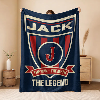 The Man The Myth The Legend Blue Burgundy Baseball Blanket JACK 13K1 BK18