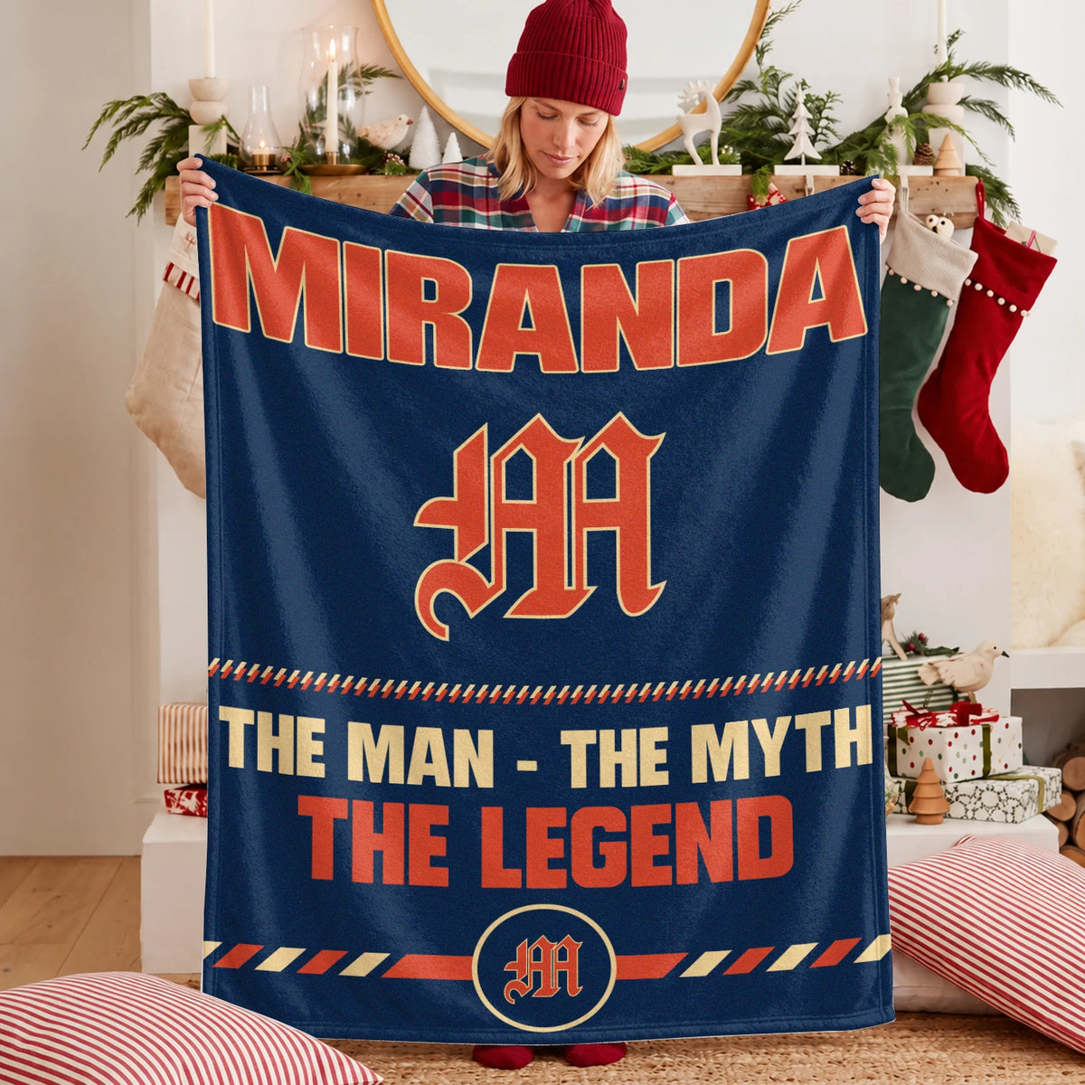 The Man The Myth The Legend Retro Fleece Blanket MIRANDA 13K1 BK53