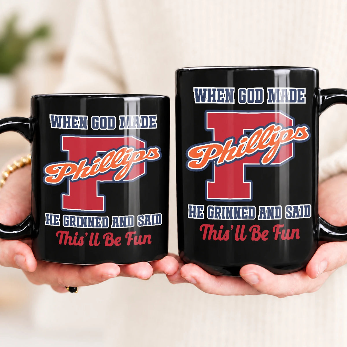When God Made Your Name Personalized Baseball Mug PHILLIPS 13K1 MG07