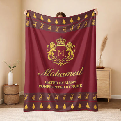 Hated By Many Confronted By None Burgundy Gold Christmas Fleece Blanket MOHAMED 13K1 BK33