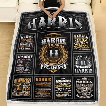 HARRIS Personalized Blanket | Custom Name Cozy Throw Gift 13K1-BK2