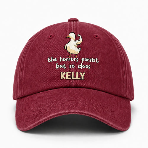 The Horrors Persist But So Does Your Name Funny Goose Burgundy Washed Cap KELLY 13K1 C126PF