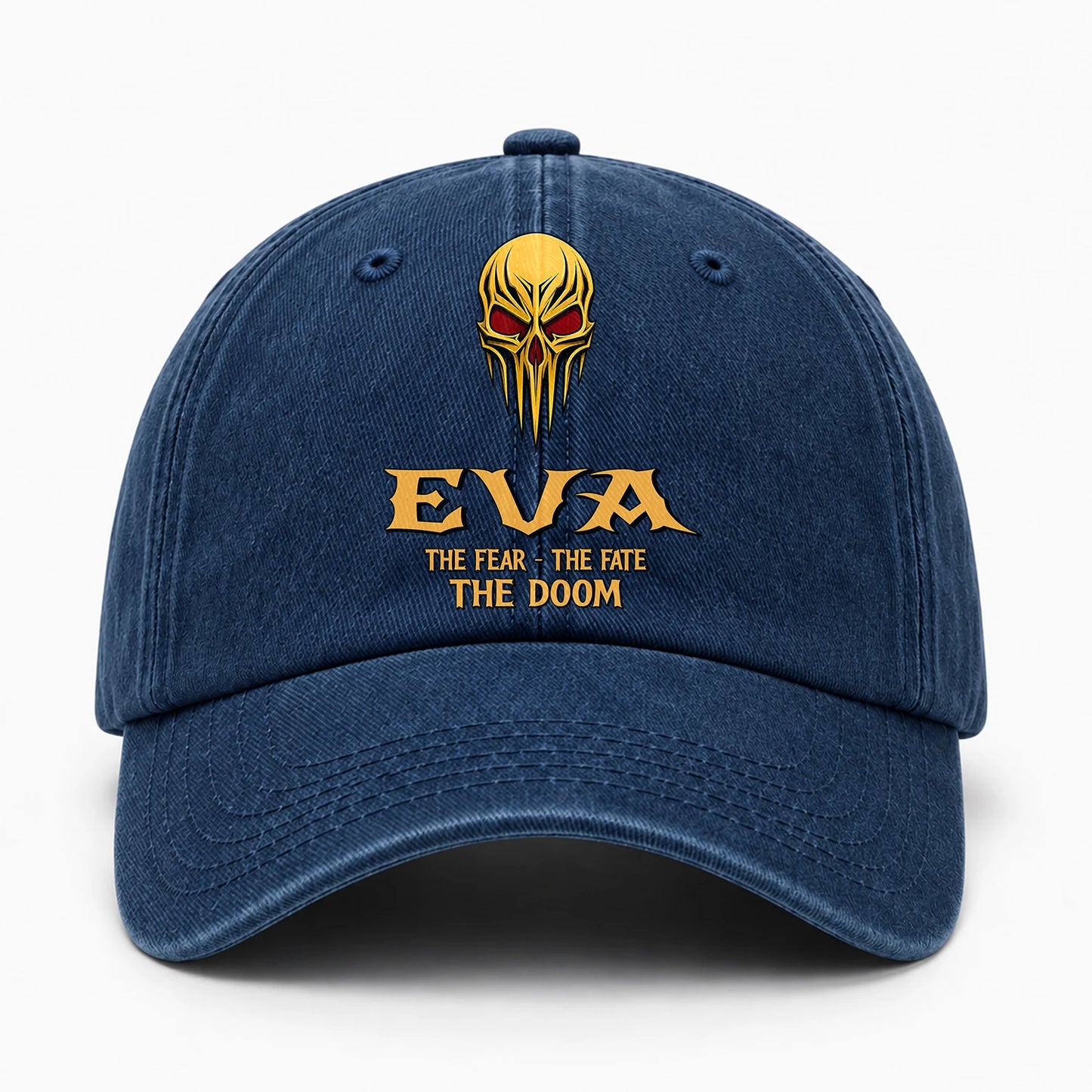 The Fear The Fate The Doom Skull Blue Washed Cap EVA 13K1 C97PF