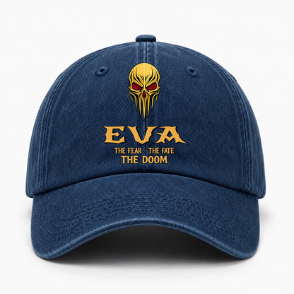 The Fear The Fate The Doom Skull Blue Washed Cap EVA 13K1 C97PF