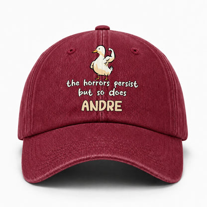 The Horrors Persist But So Does Your Name Funny Goose Burgundy Washed Cap ANDRE 13K1 C126PF