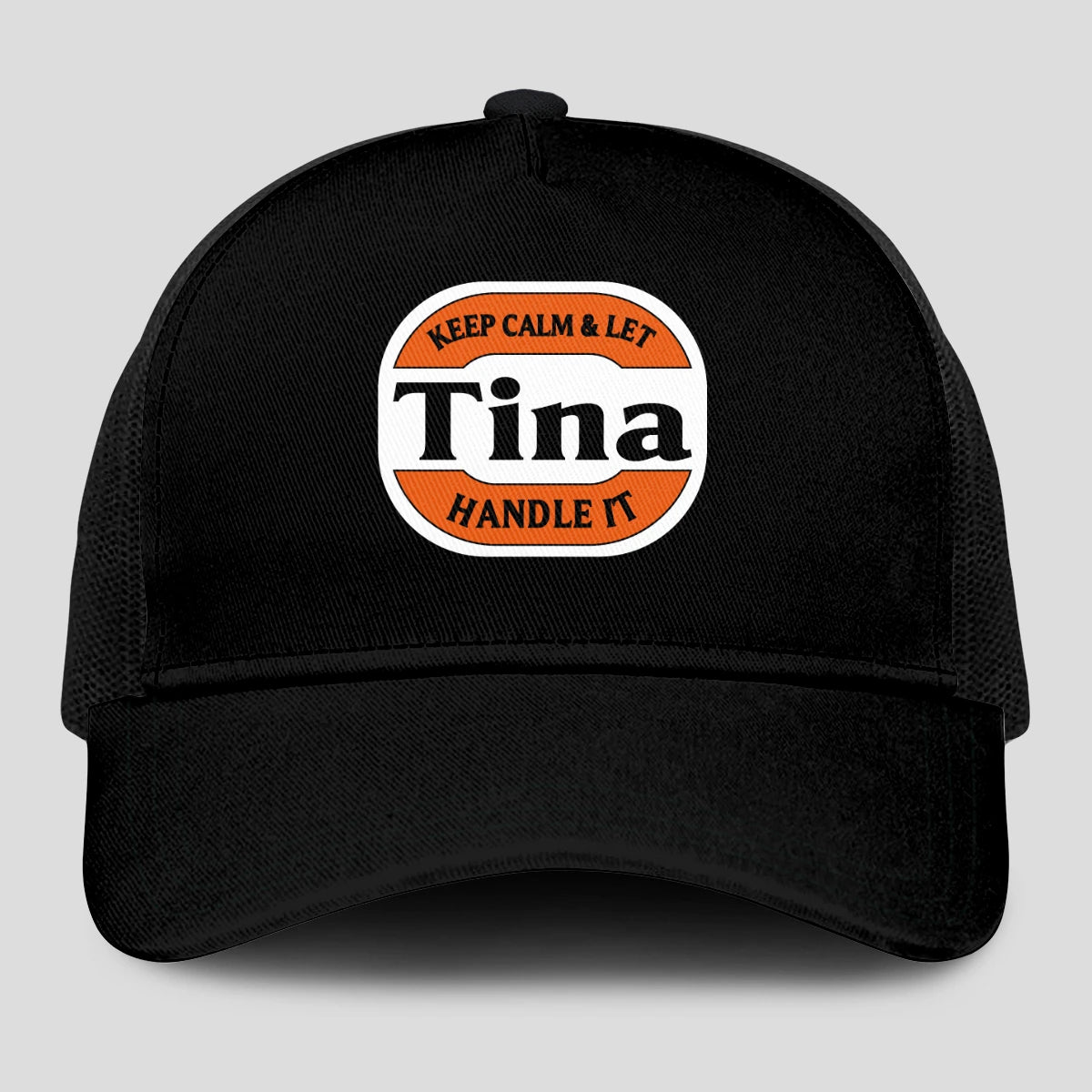 Keep Calm & Let Your Name Handle It Black Mesh Cap TINA 13K1 C199PF