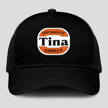 Keep Calm & Let Your Name Handle It Black Mesh Cap TINA 13K1 C199PF