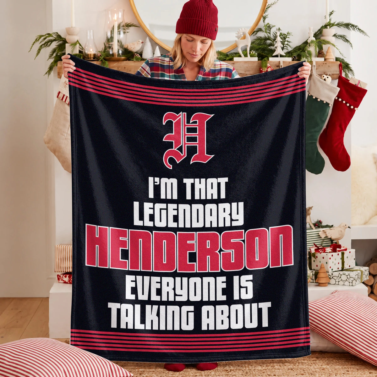 I'm That Legendary Name Dark Red Fleece Blanket HENDERSON 13K1 BK48