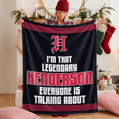 I'm That Legendary Name Dark Red Fleece Blanket HENDERSON 13K1 BK48