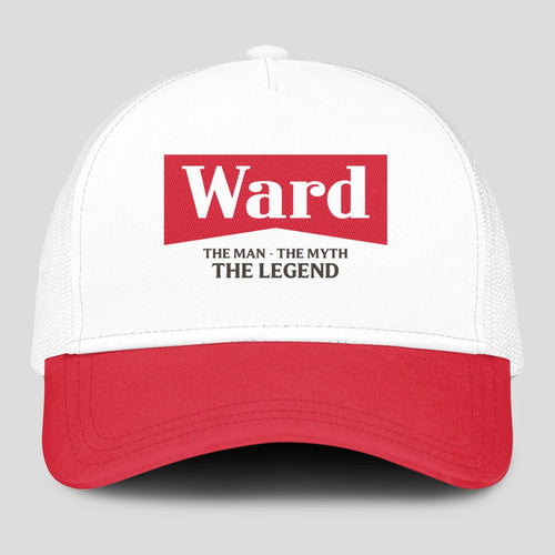 The Man The Myth The Legend Red And White Mesh Cap WARD 13K1 C197PF