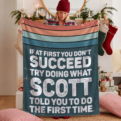 If At First You Don’t Succeed Retro Green Fleece Blanket SCOTT 13K1 BK29