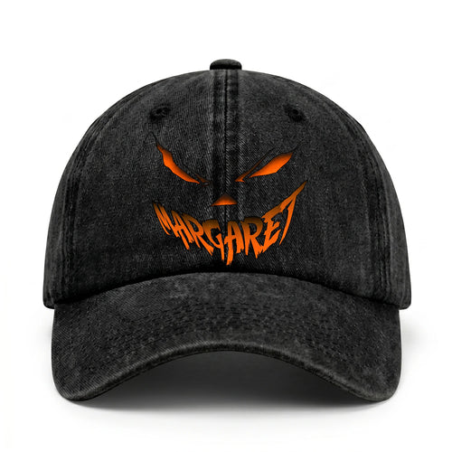 Your Name Jack O' Lantern Halloween Washed Cap MARGARET 13K1 C100PF