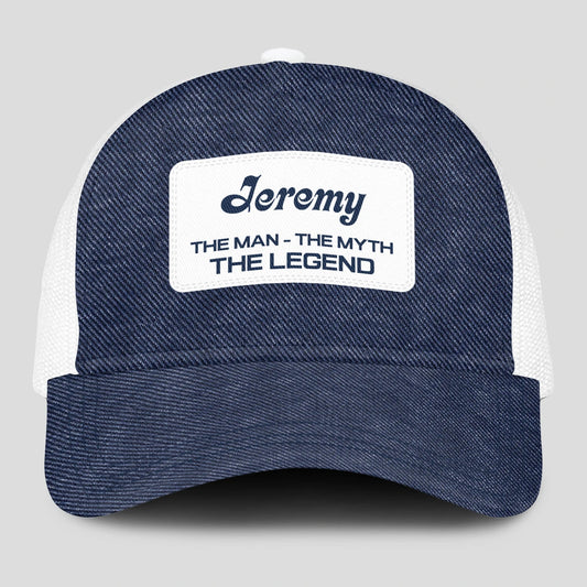 The Man The Myth The Legend Blue Denim Mesh Cap JEREMY 13K1 C194PF