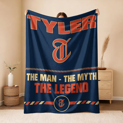 The Man The Myth The Legend Retro Fleece Blanket TYLER 13K1 BK53