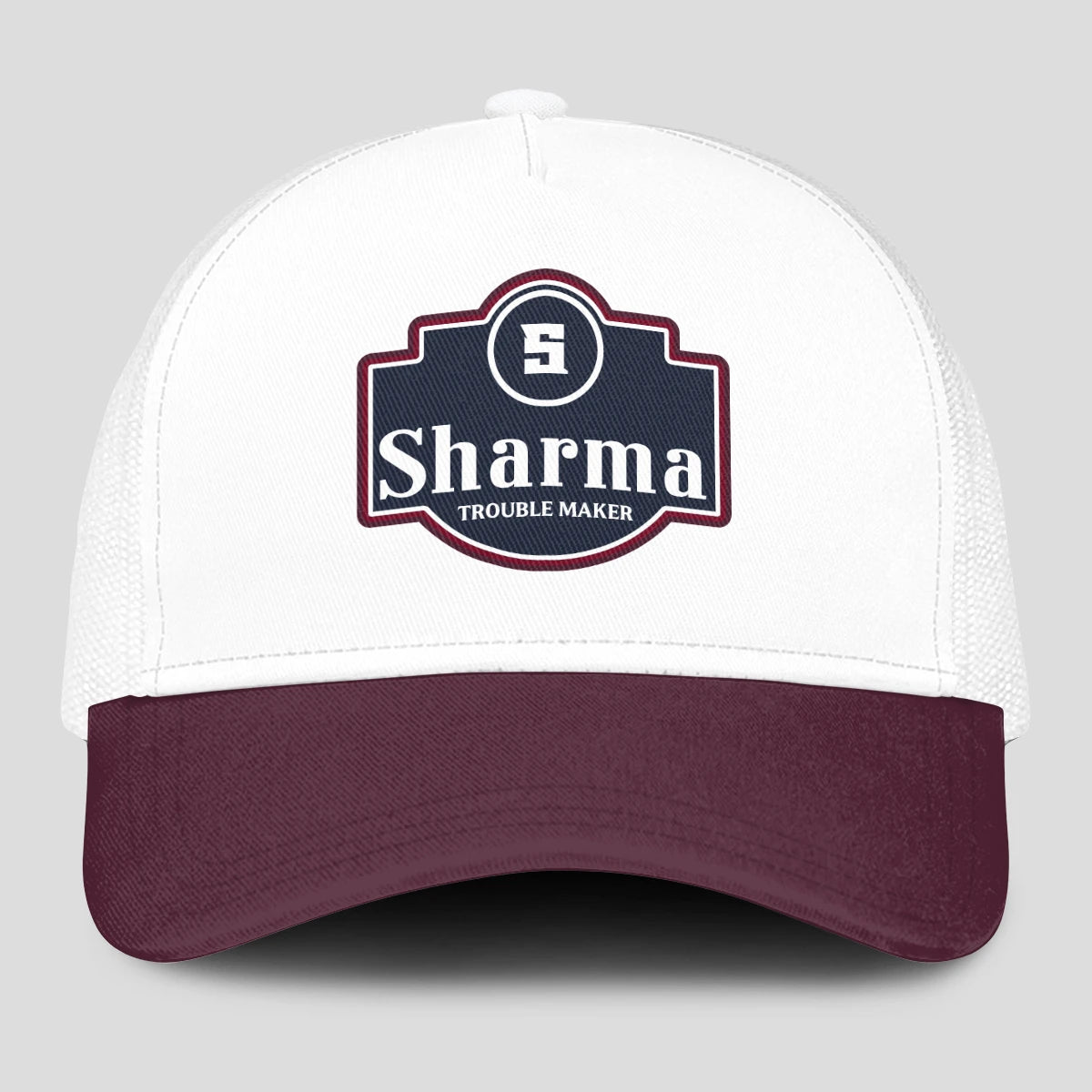 Trouble Maker Burgundy And White Funny Mesh Cap SHARMA 13K1 C201PF