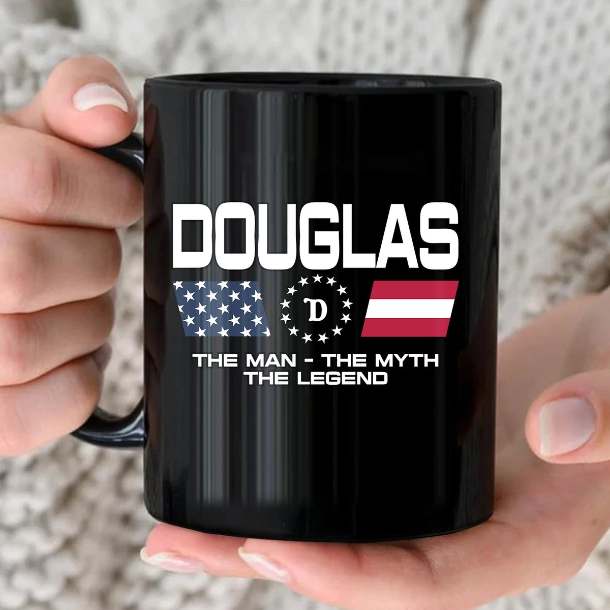 The Man The Myth The Legend Us Flag Mug DOUGLAS 13K1 MG23