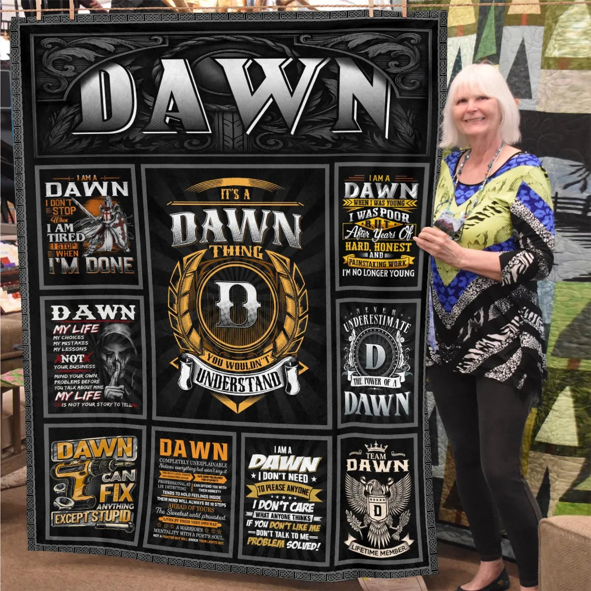 DAWN Personalized Blanket | Custom Name Cozy Throw Gift 13K1-BK2