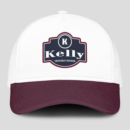 Trouble Maker Burgundy And White Funny Mesh Cap KELLY 13K1 C201PF